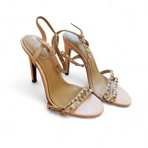 ASH Baby Pink As Glam Leather Rockstud Stiletto Sandals Size 37